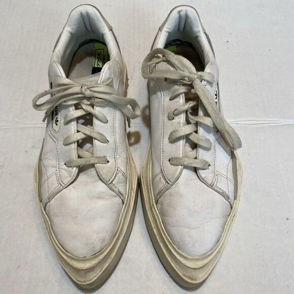 Adidas Hypersleek Pointed Toe White Leather Platform Sneakers Women's US 10.5 - Picture 1 of 14